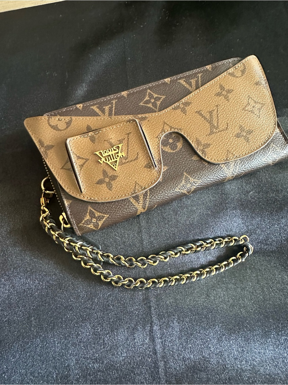 Louis Vuitton Monogram Brown & Tan Chain Wristlet Clutch - Picture 2 of 16
